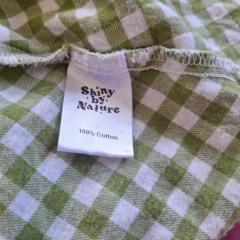Shiny By Nature Green Gingham Babydoll Dress Size Large - Picture 5 of 8